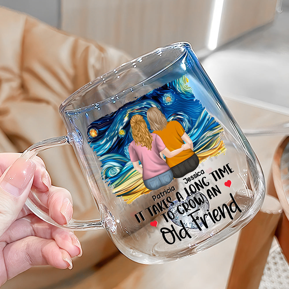 Custom Best Friend, Christmas & Birthday Friendship Keepsake Gift • Friendship Forever - Personalized Blue Gradient Glass Mug