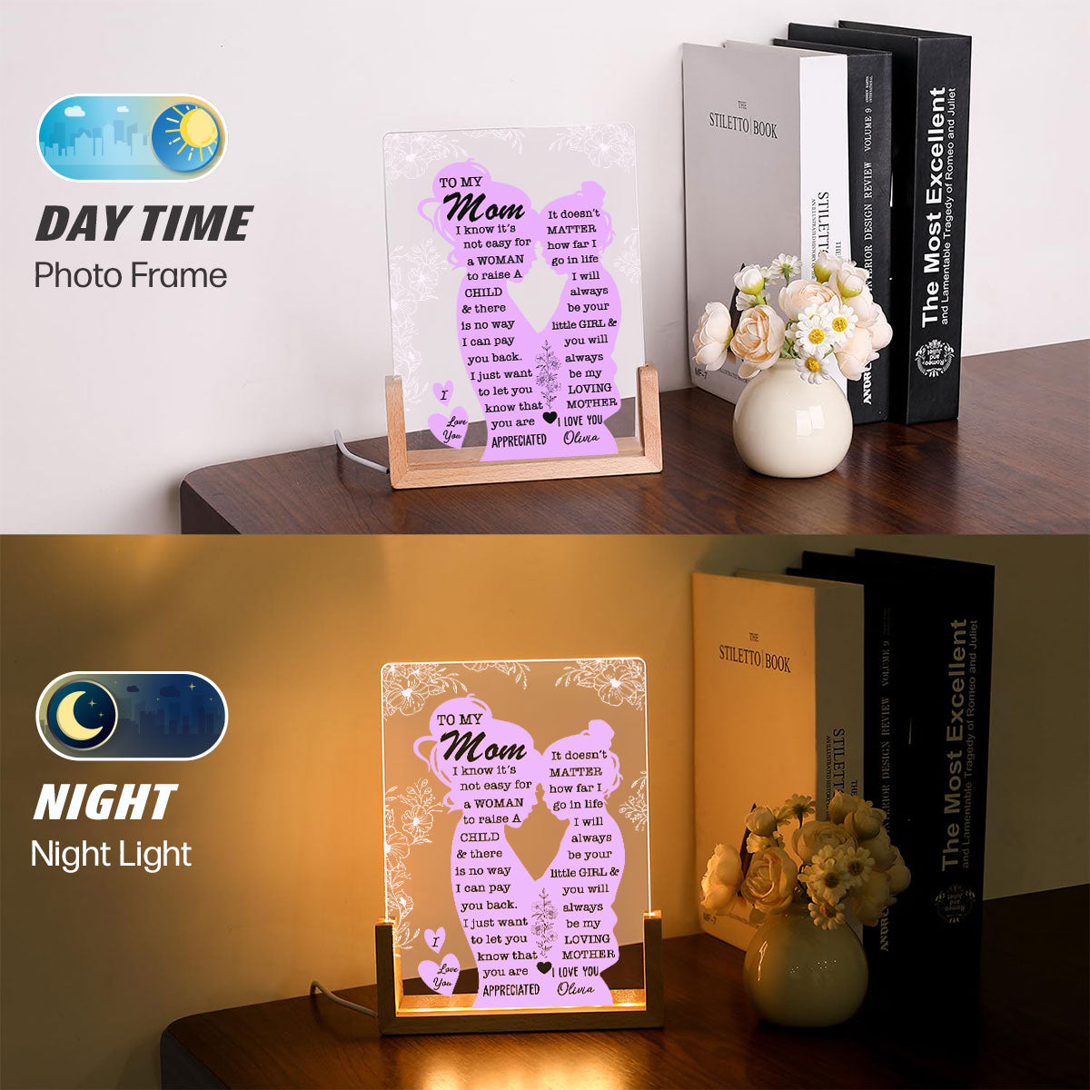 Custom Gift for Mom Grandma, Mother's Day Birthday • To My Mom - Personalized Night Light