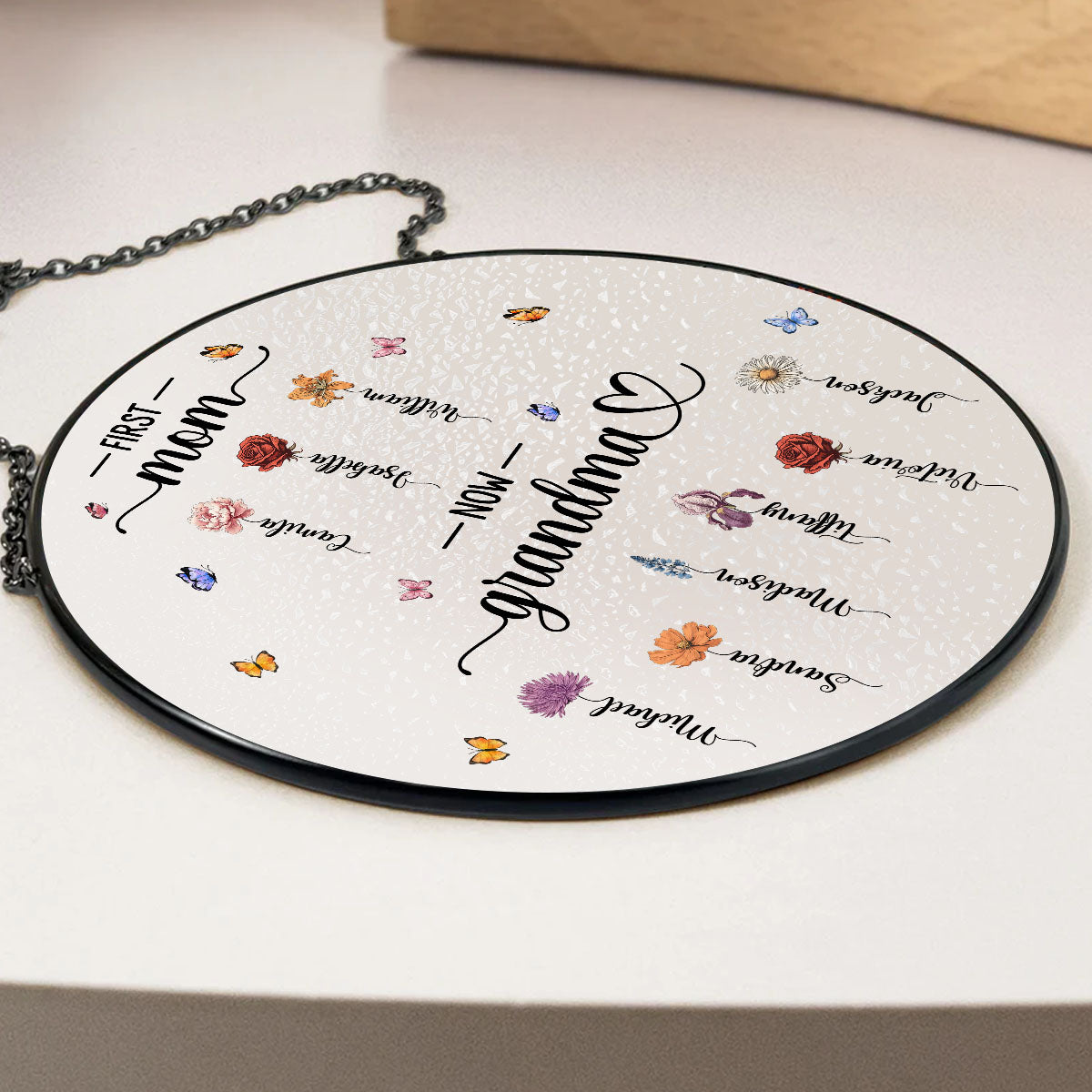 Custom Hanging Decor for Mom Daughter, Mother's Day Gifts • First Mom Now Grandma - Personalized Window Hanging Suncatcher