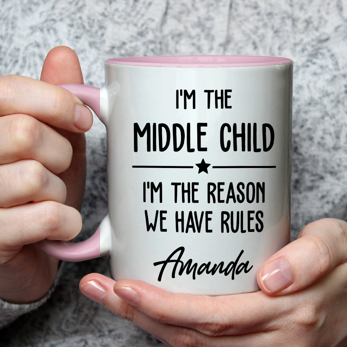 Custom Christmas & Birthday Gift for Brother & Sister • Family Rules Start With Siblings - Personalized Accent Mug