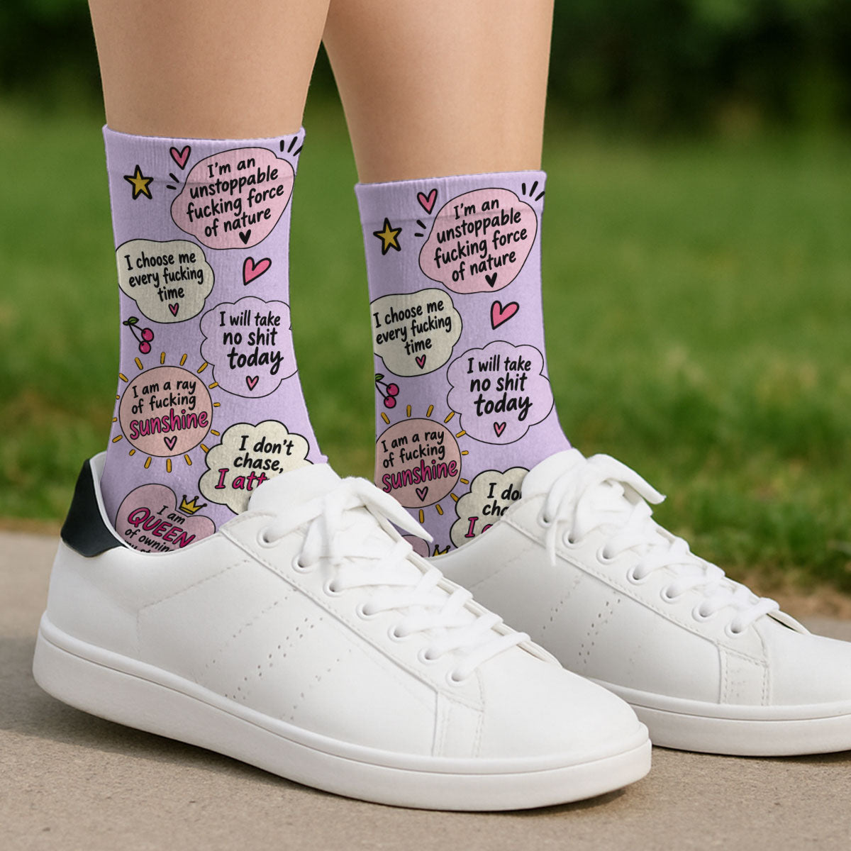 Custom Name Friendship Footwear, Christmas Birthday Gift For Bestie • Badass Affirmations - Personalized Crew Socks