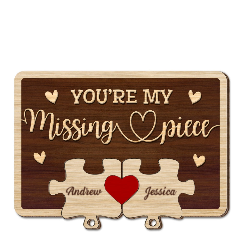 My Missing Piece - Personalized Wooden Key Holder With Keychain