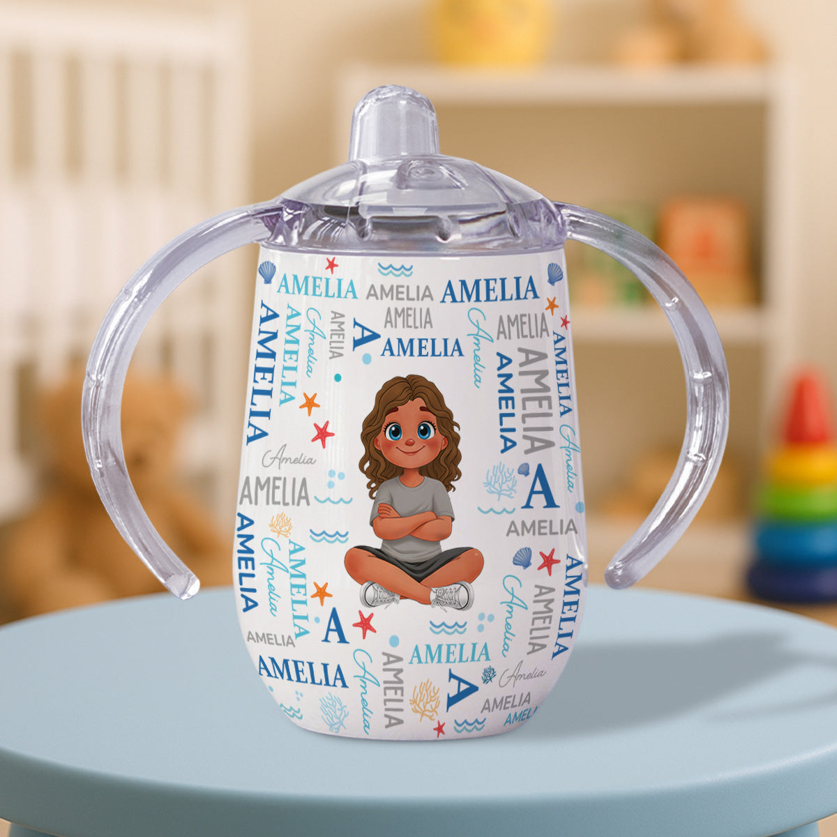Custom Birthday Baby Shower Gift For Newborns • Cute Baby - Personalized Sippy Cup With Handles