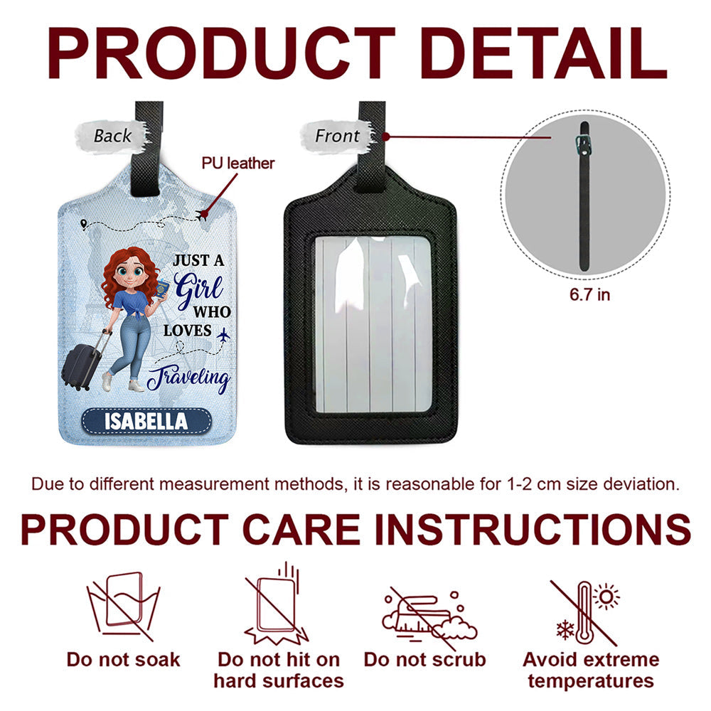 Just A Girl Who Loves Traveling Cartoonize - Personalized Luggage Tag