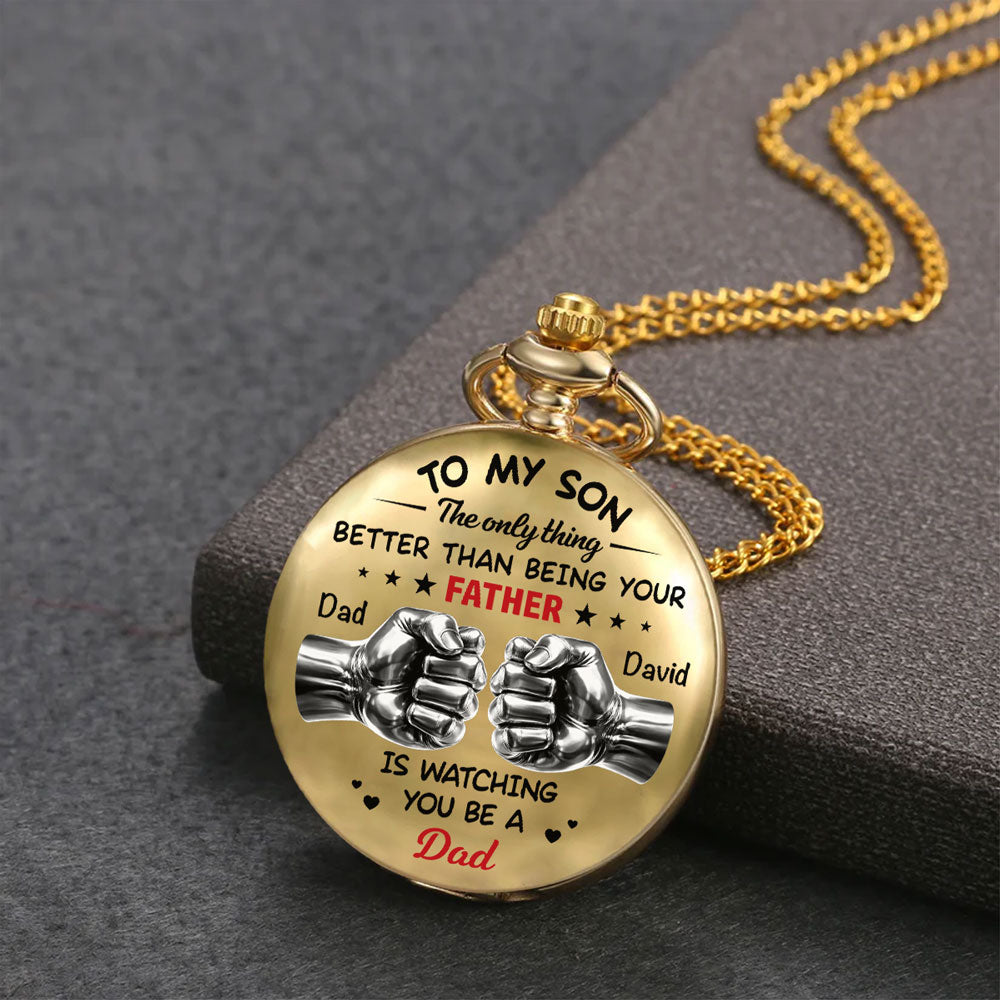 Watching You Become A Dad - Personalized Print Pocket Watch