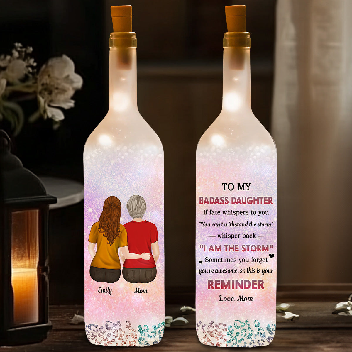 From Mom To Badass Daughter - Personalized Bottle Lamp