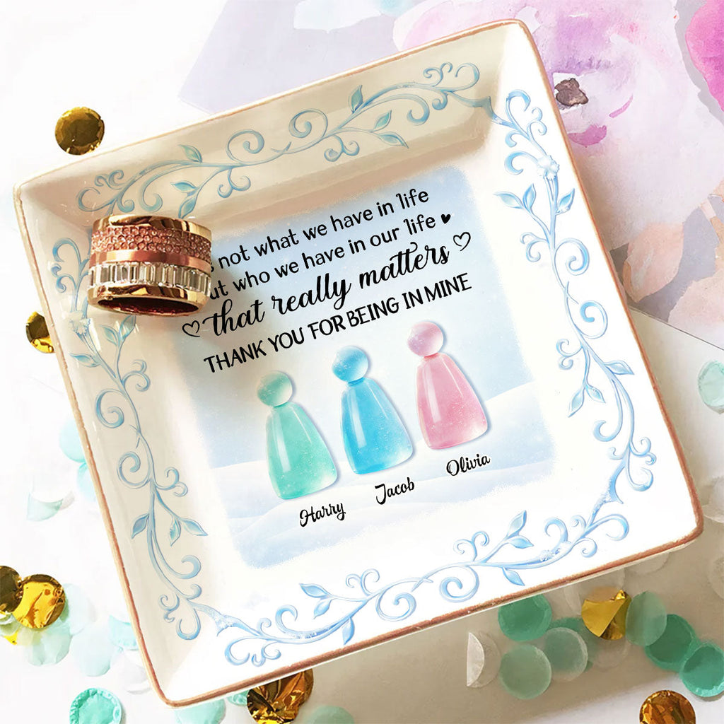 Custom Bestie Trinket Dish, Birthday Christmas Gift For Best Friend • Thank For Being In Mine - Personalized Jewelry Dish