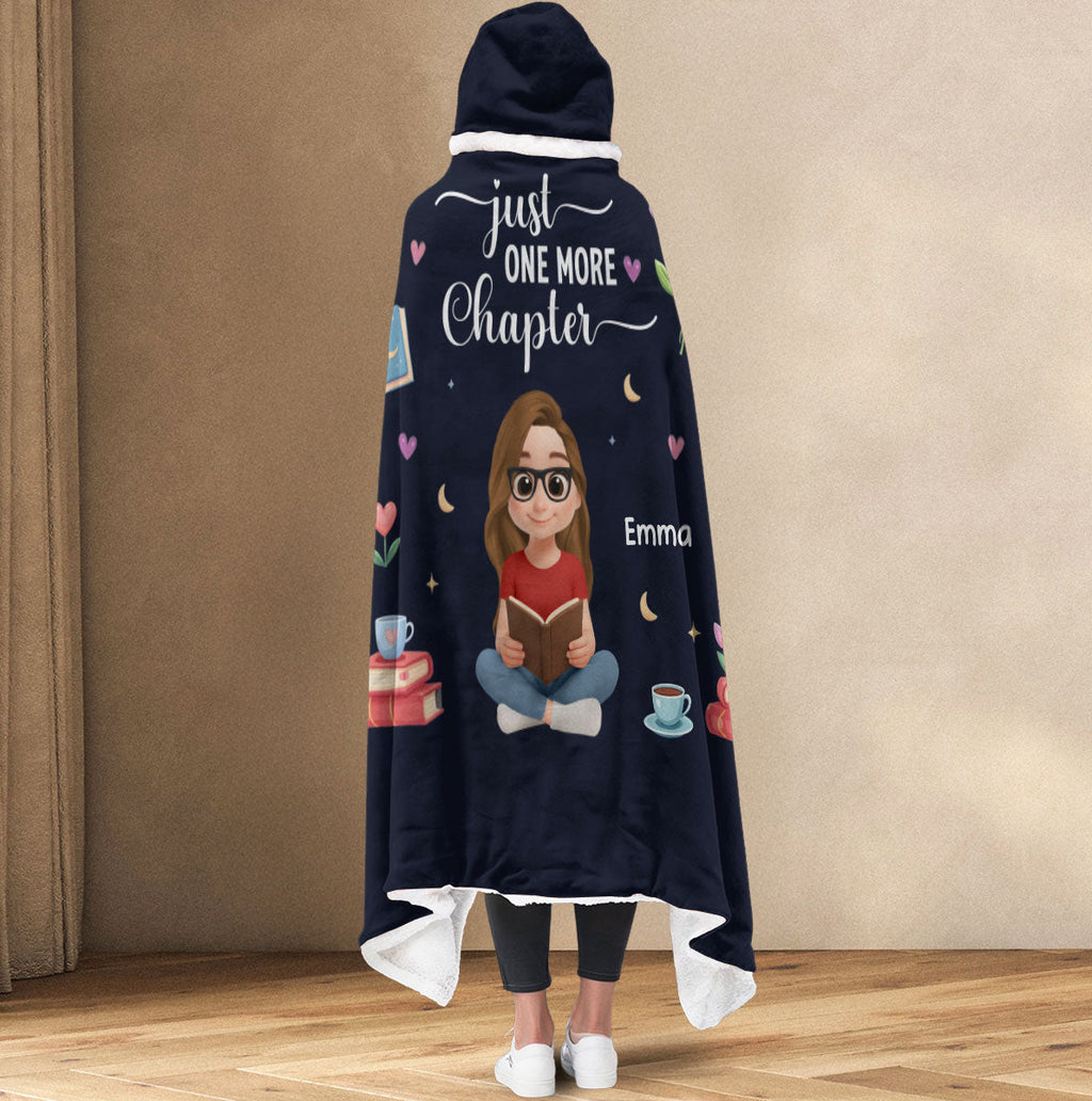 Custom Christmas Birthday Gift For Book Lovers, Bookworms, Reader • Just One More Chapter - Personalized Hooded Blanket