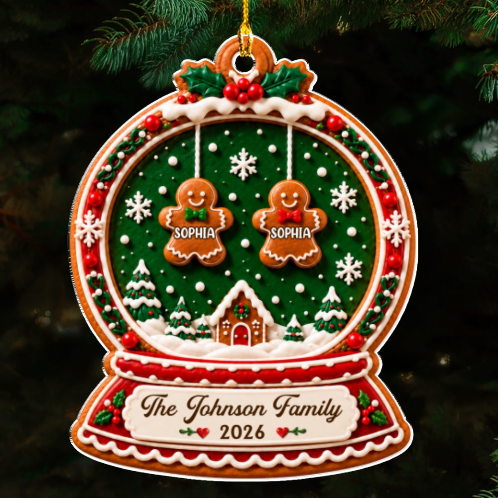 Custom Family Ornament, Christmas Gift for Family Members •  Winter Family Globe - Personalized Acrylic Ornament