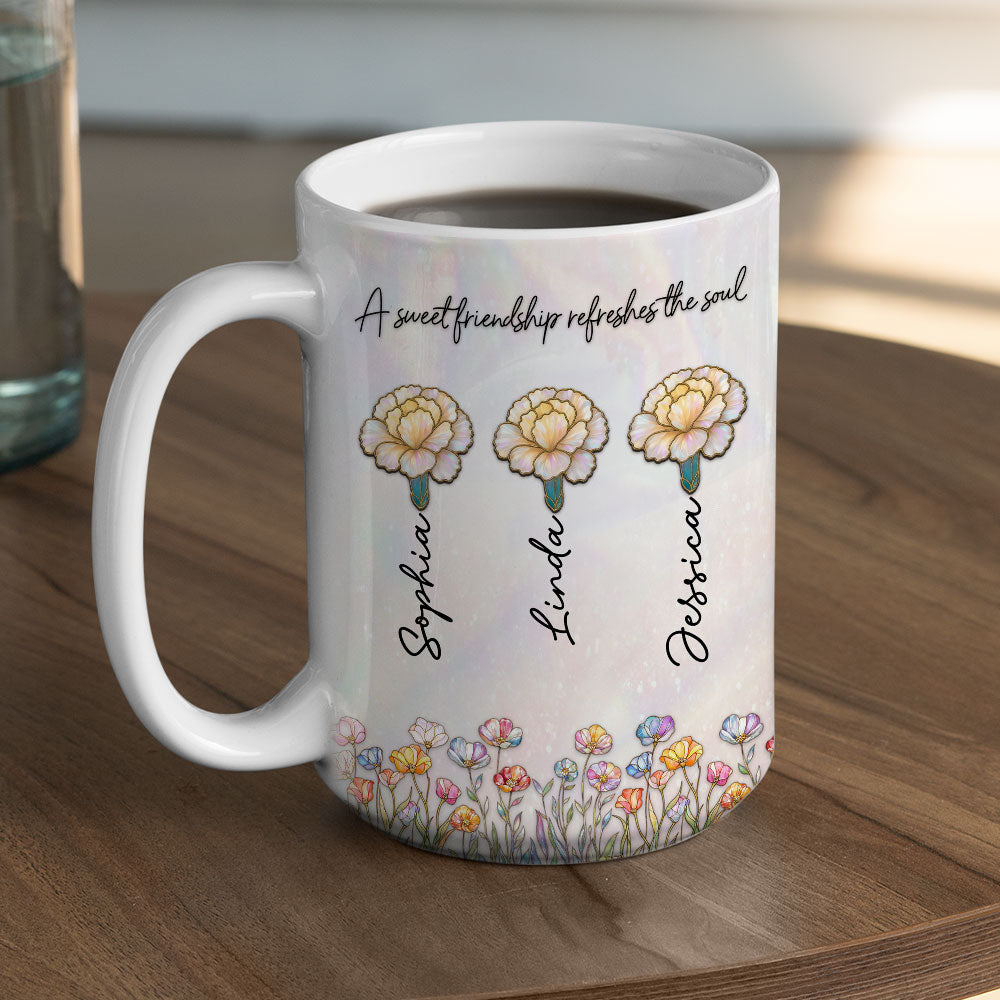 Custom Name & Birth Flower Birthday, Christmas Gift for Best Friend • Sweet Friendship Bible - Personalized Coffee Mug