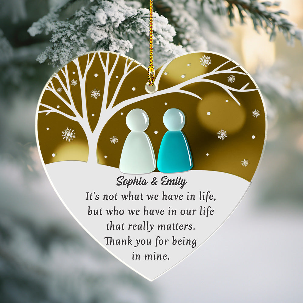 Custom Friendship Christmas Ornament, Best Friend Gift •  Sea Glass Friendship - Personalized Mirrored Acrylic Ornament