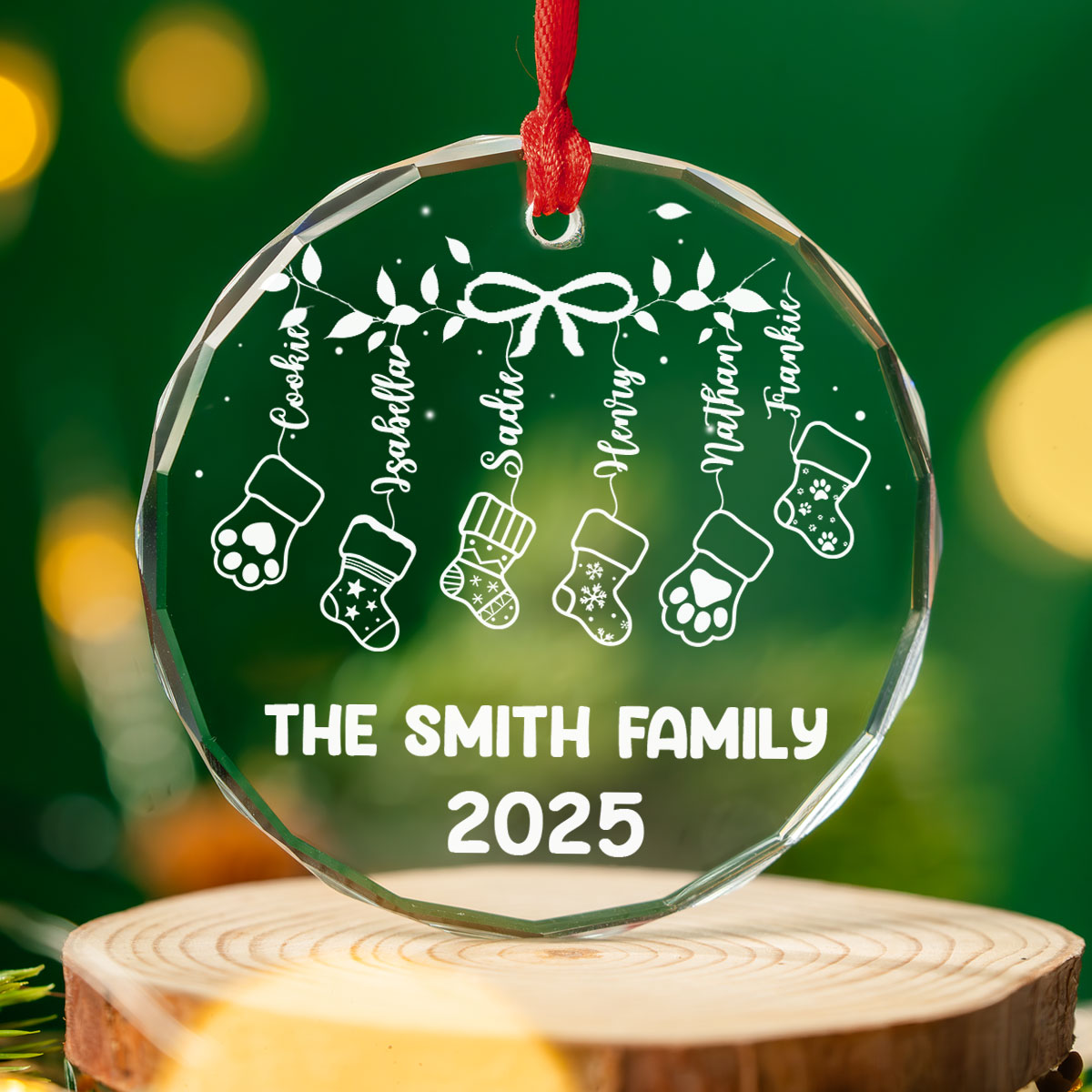 Custom Family Ornament, Christmas Gift for Family Members •  Our Family Love - Personalized Glass Ornament