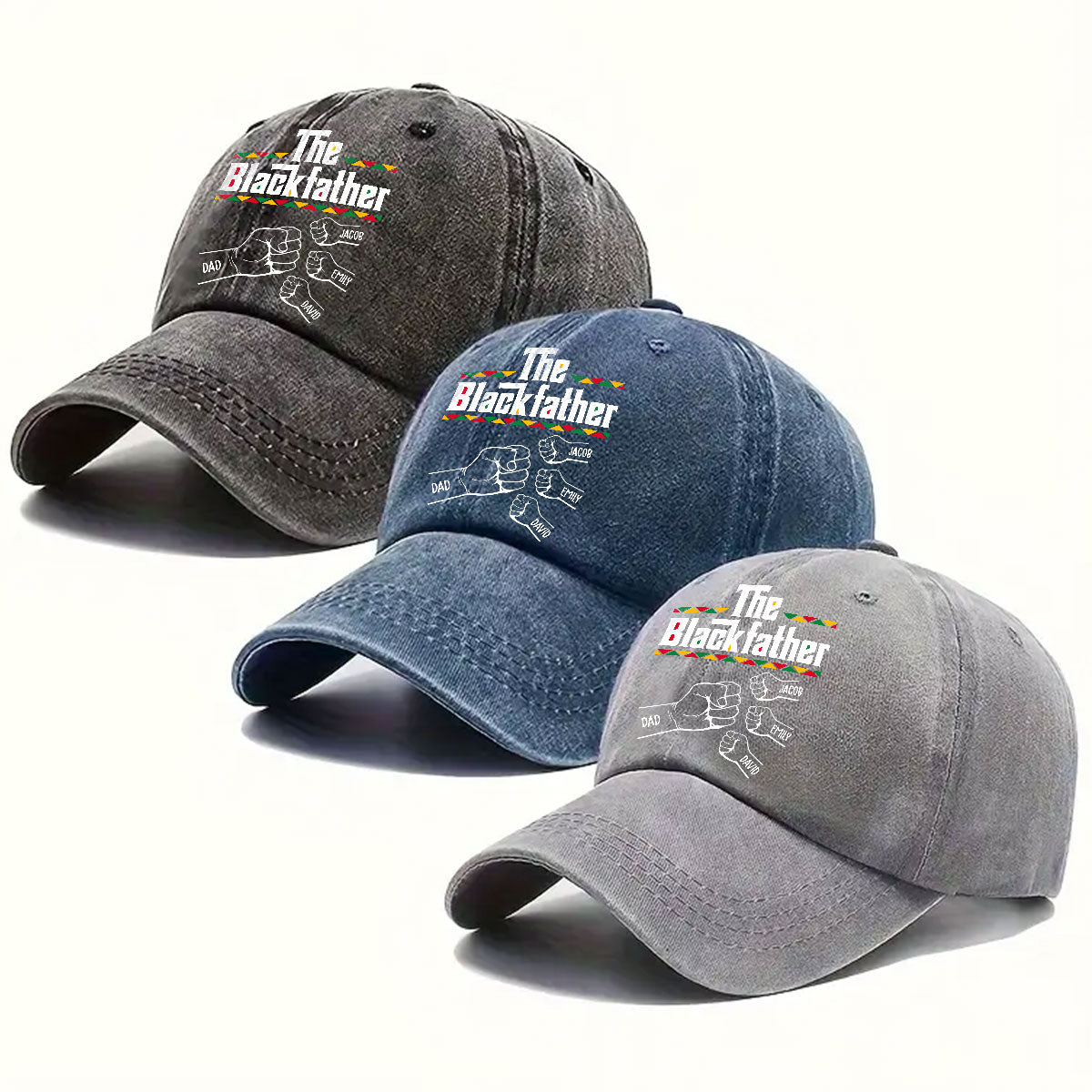 Custom Father's Day Christmas Birthday Gifts for Dad • The Blackfather - Personalized Vintage Washed Denim Cap