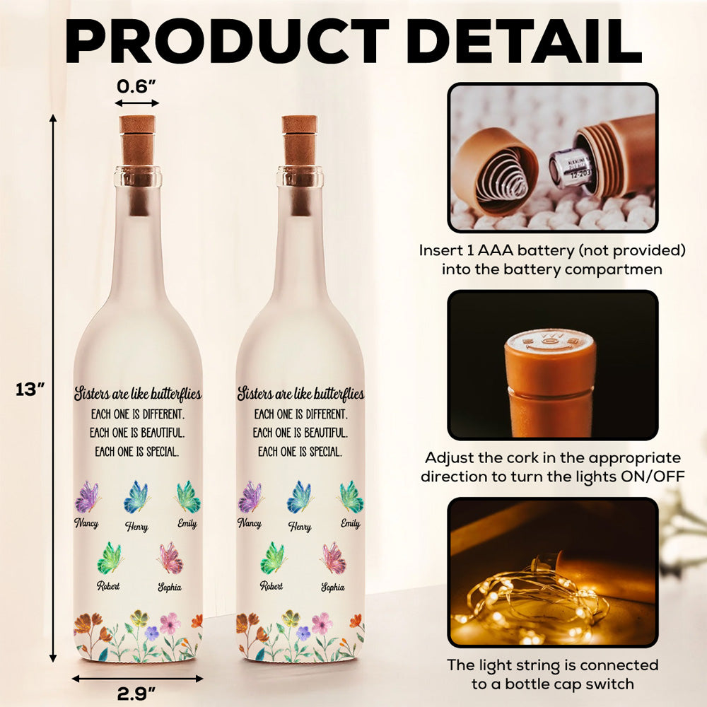 Festive Sister Love - Personalized Bottle Lamp