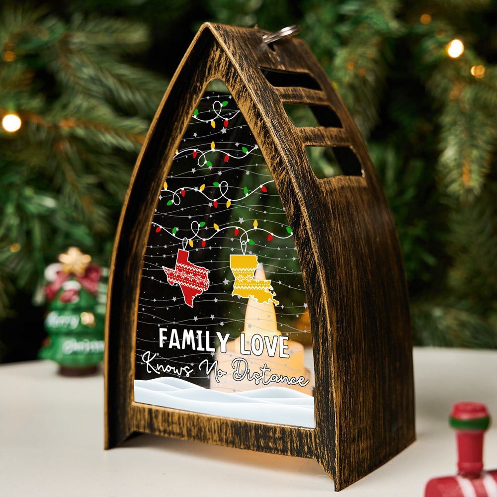 Custom Family Christmas Table Light for Long Distance Families • Family Love Knows No Distance - Personalized Table Lantern
