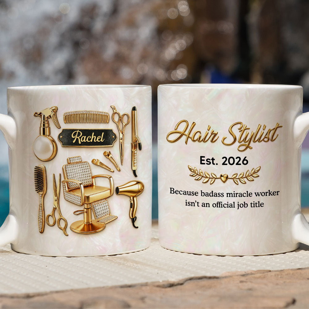 Custom Christmas & Birthday Keepsake Gift • Hair Stylist Miracle Worker - Personalized 3D Inflated Effect Mug