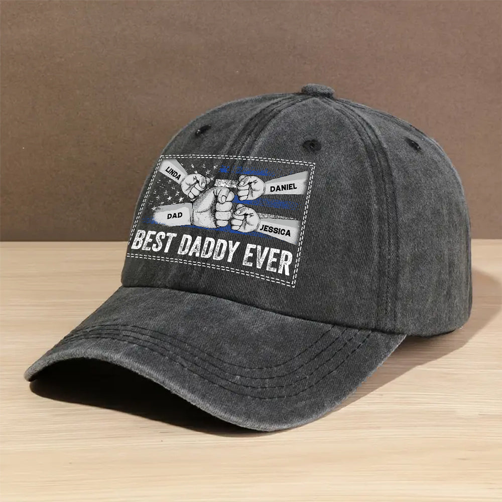 Custom Christmas Headwear Birthday Gifts for Dad • His Strength Begins With Love - Personalized Vintage Washed Denim Cap