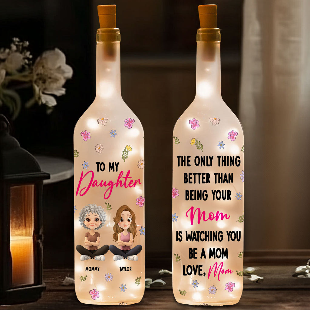 Mom And Daughter Together - Personalized Bottle Lamp