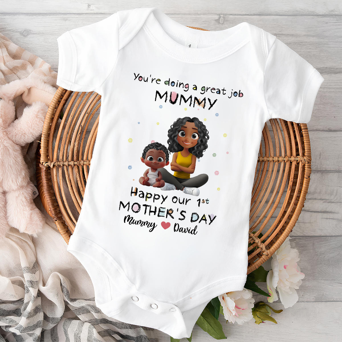Mommy Doing A Great Job Happy Mother Day - Personalized Baby Onesie