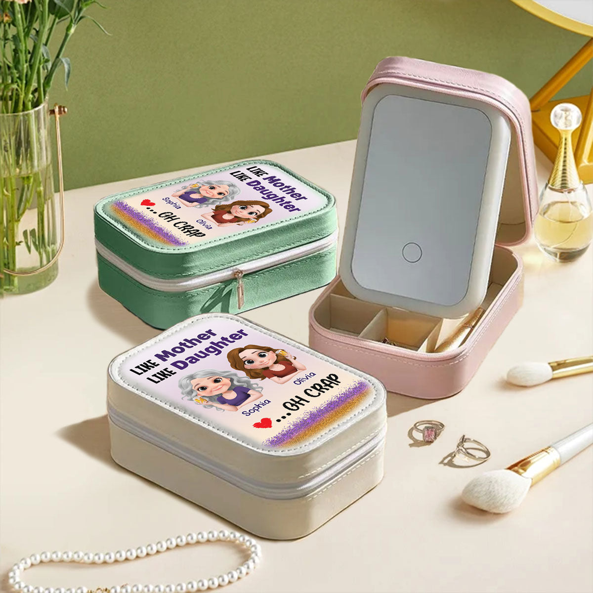 Like Mother Like Daughter - Personalized Jewelry Box With LED Mirror