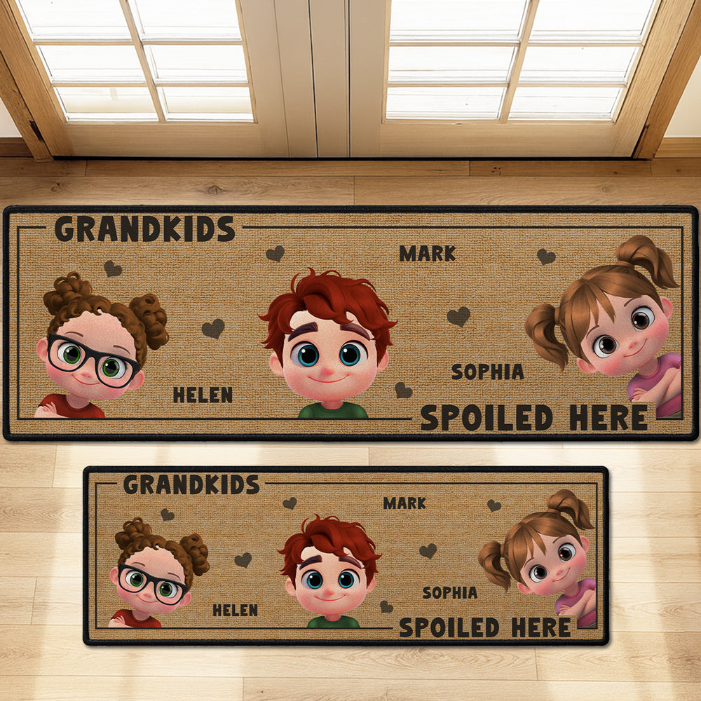 Custom Names Rug, Christmas Birthday Gift For Granddaughter Grandson • Grandkids Fill Our Hearts - Personalized Runner Rug