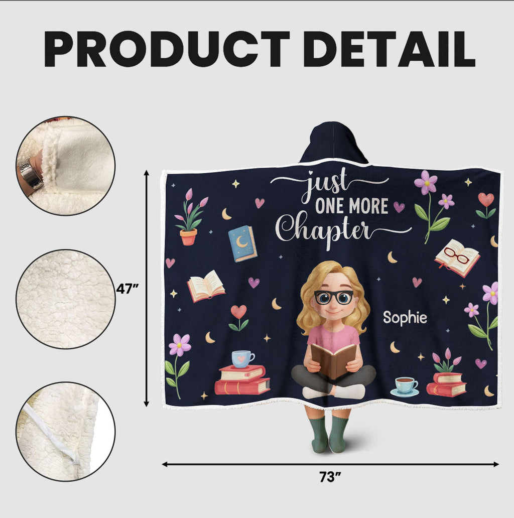 Custom Christmas Birthday Gift For Book Lovers, Bookworms, Reader • Just One More Chapter - Personalized Hooded Blanket