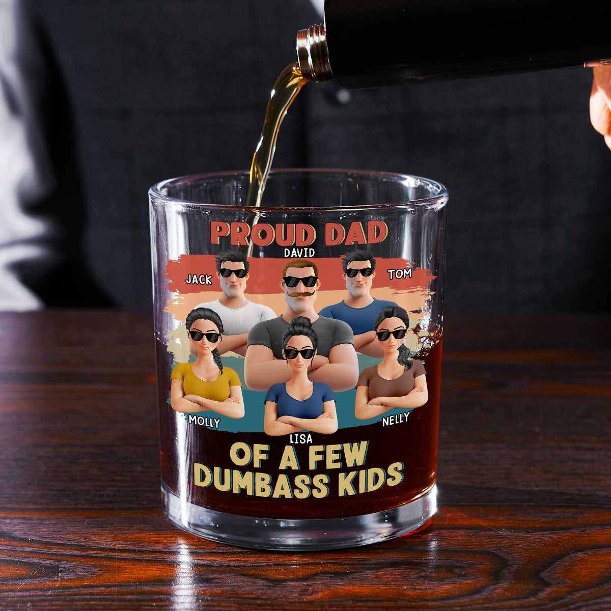 Custom Father's Day Birthday Gifts for Dad • Proud Dad Of A Few Crazy Kids - Personalized Whiskey Glass