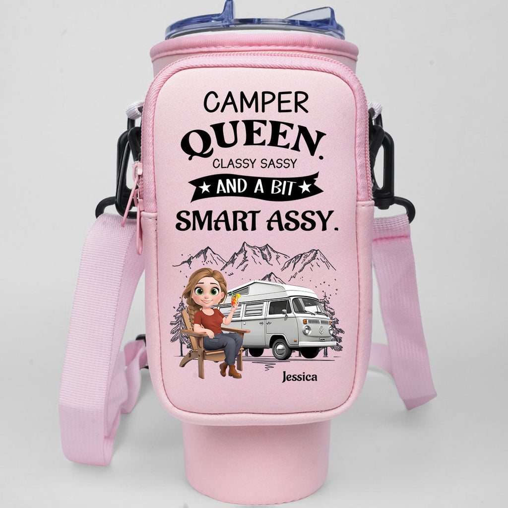 Truly A Queen Of Campers - Personalized Water Bottle Carrier Bag