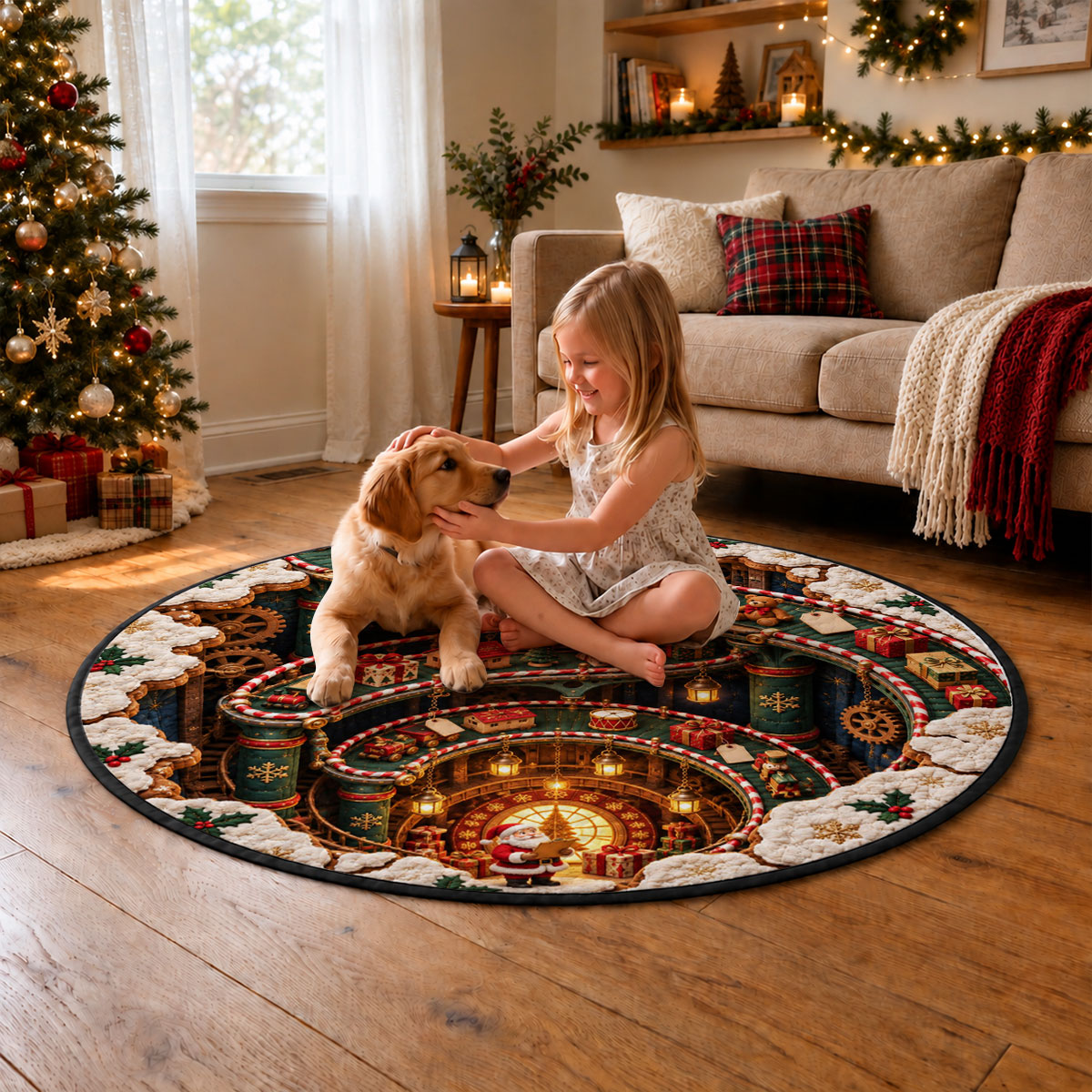 Custom Family Name Christmas Rug, Holiday Decor Gift for Family Members • Our Christmas Story - Personalized Quilted Mat