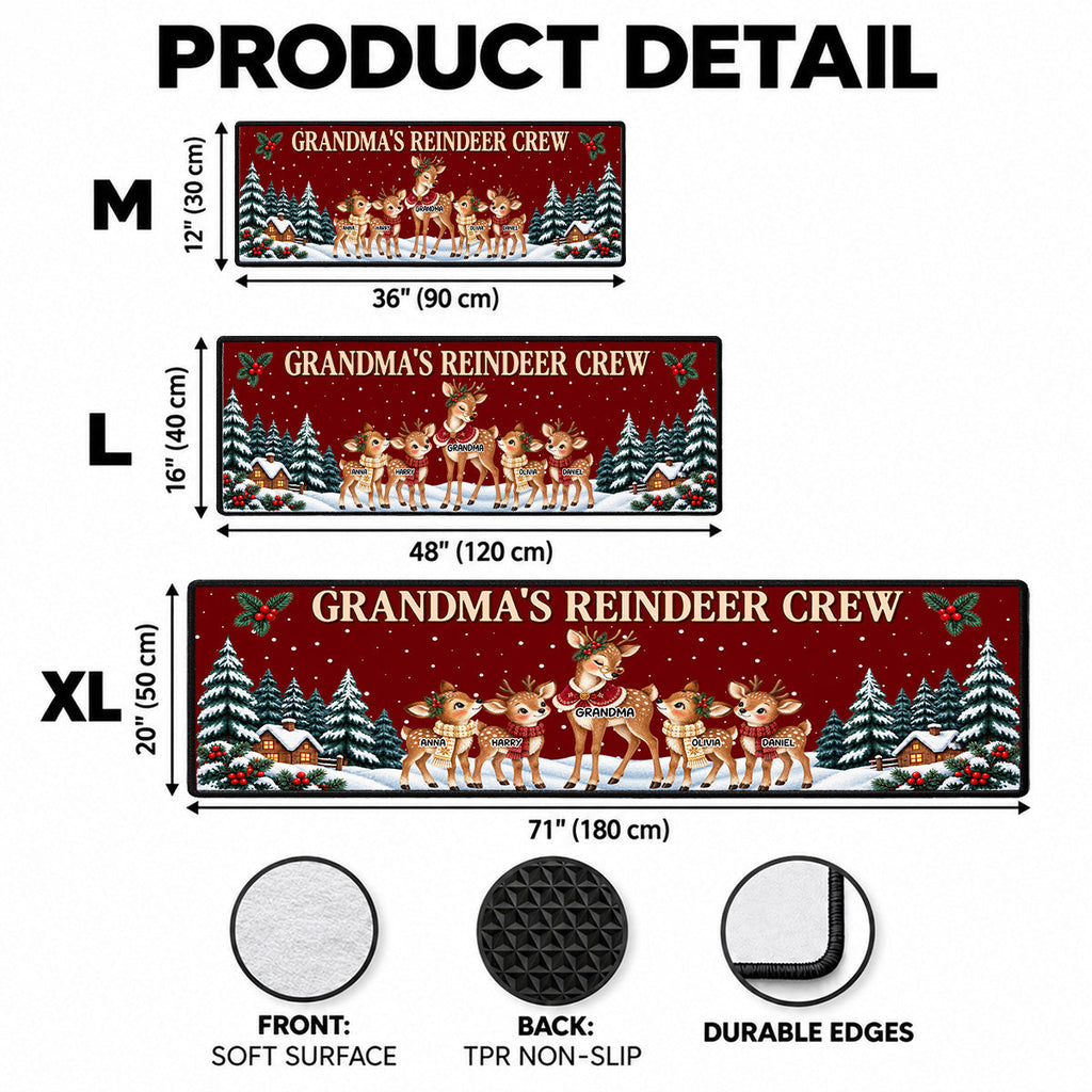 Custom Family Name Rug, Housewarming Birthday Gift For Family Members • Reindeer Winter Love - Personalized Runner Rug
