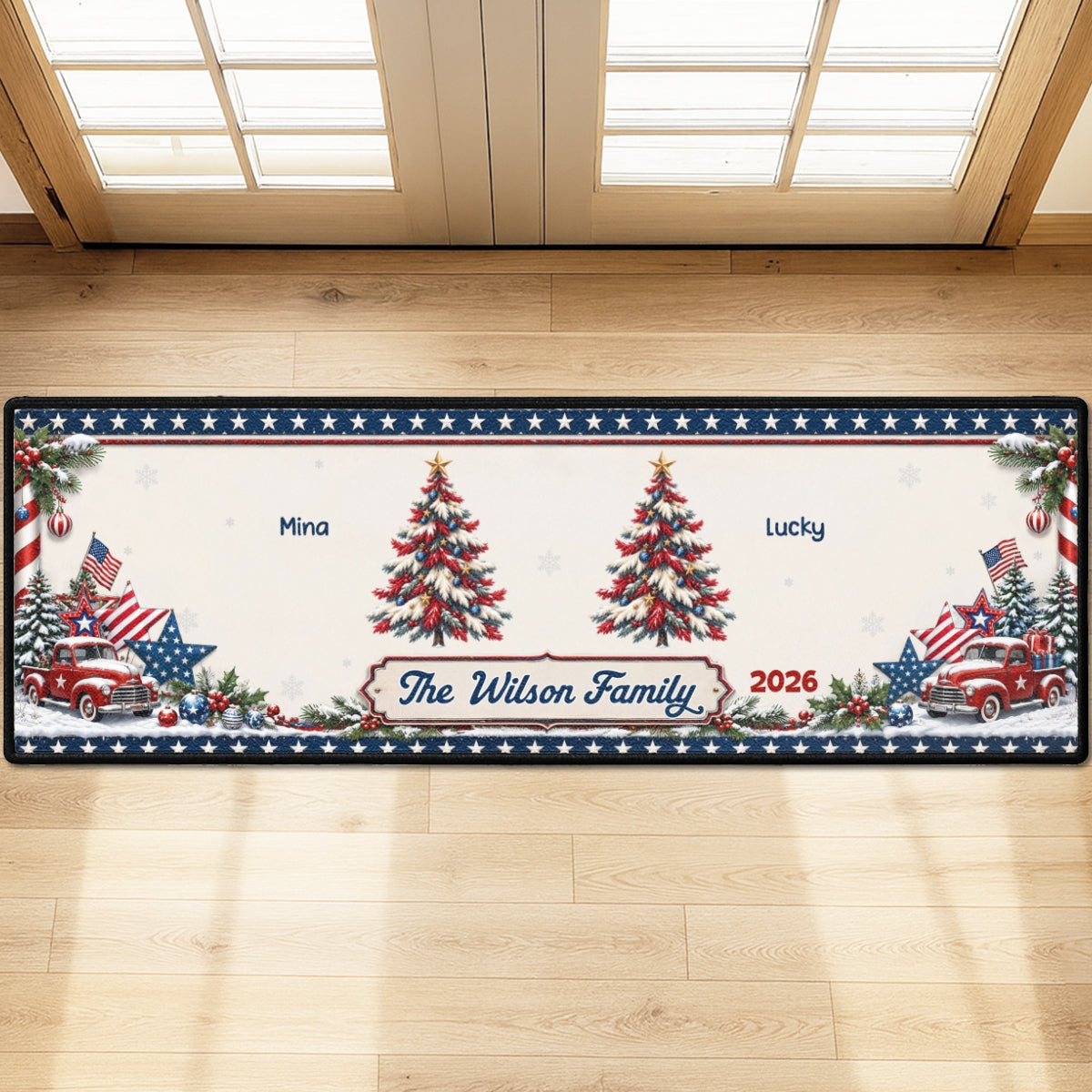 Custom Family Name Christmas Rug, Holiday Gift For Family Members • Christmas Family - Personalized Runner Rug