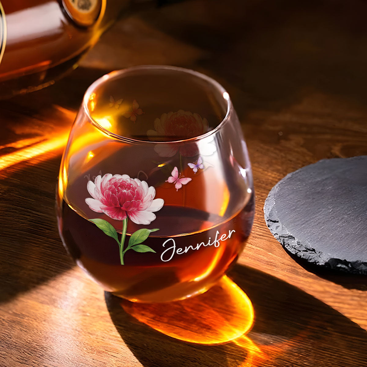 Flower Power - Personalized Wine Glass