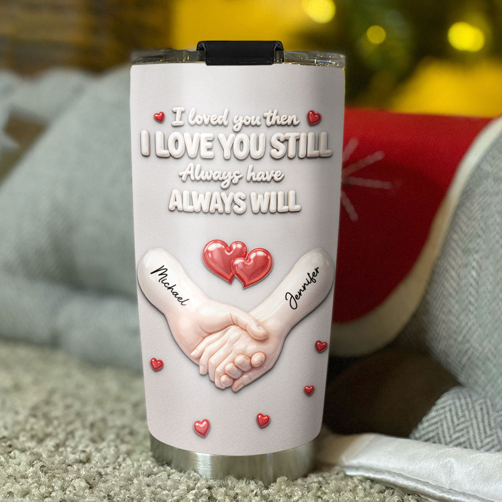 Custom Christmas Anniversary Gifts For Couple • Forever Holding Hands - Personalized 3D Effect Tumbler