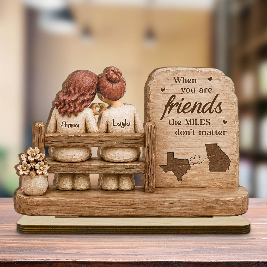 Custom Friendship Decor, Christmas Birthday Gifts For Best Friend • Side By Side - Personalized 2-Layer Wood Plaque With Flat Base