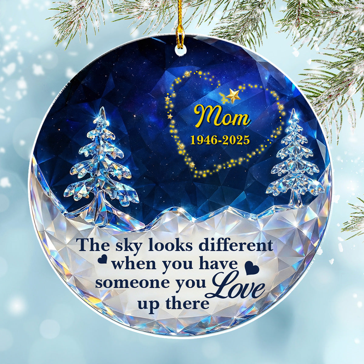 Custom Memorial Christmas Ornament, Sympathy Keepsake •  Crystal Sky - Personalized Acrylic Ornament