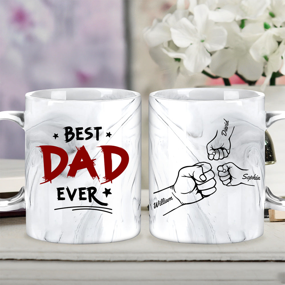 Custom Father's Day, Special Gift for Dad & Grandpa • Best Daddy Ever - Personalized Grey Marble Mug