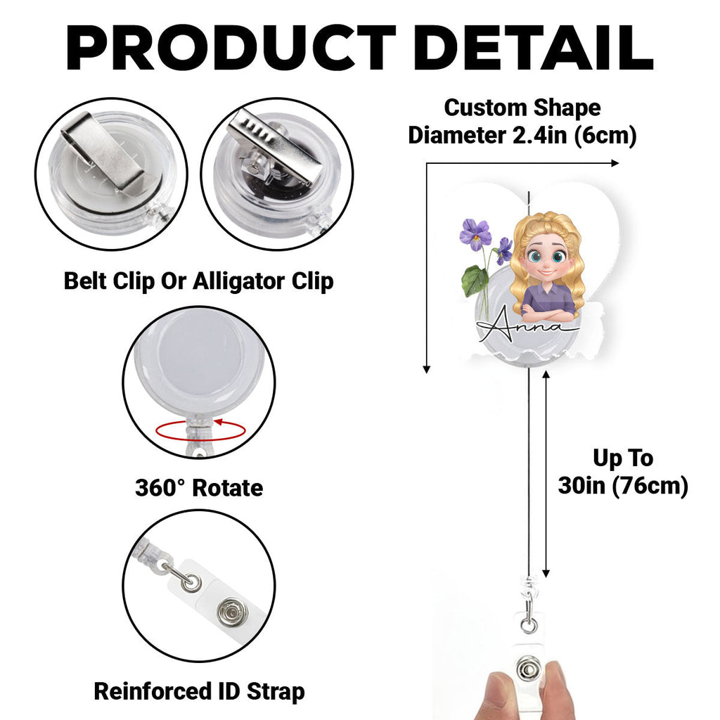 Custom ID Holder Gifts For Coworker, For Boss, Office Gift With Name • You Are Beautiful Flower - Personalized Acrylic Badge Reel