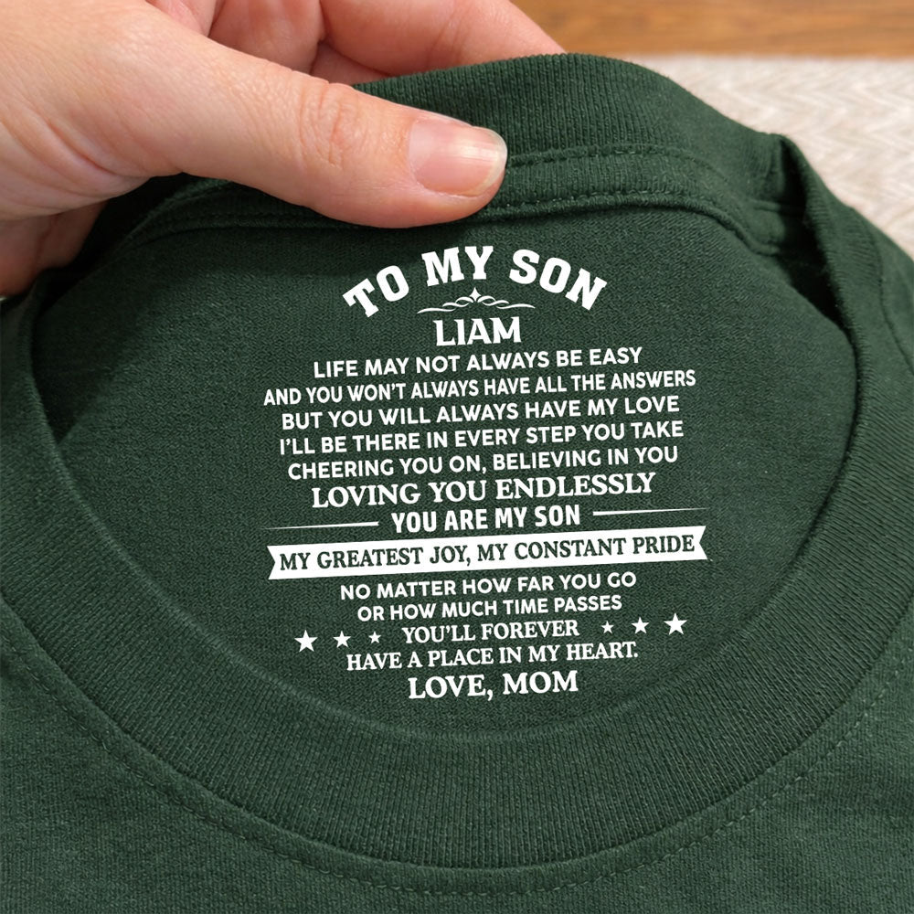 Custom Christmas & Birthday Gift for Son • You Are My Pride - Personalized Inside Neck Print T-Shirt
