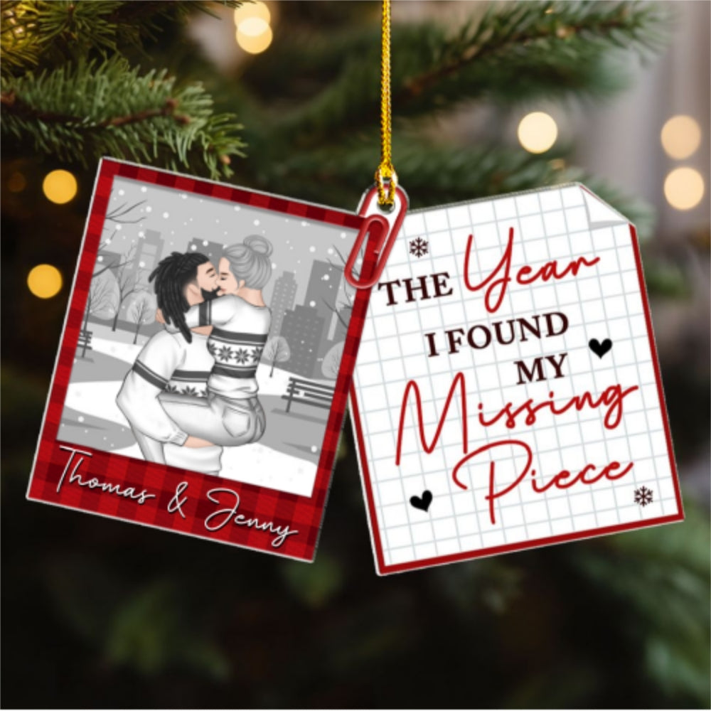 Custom Couple Christmas Ornament, Anniversary Gift •  My Missing Piece - Personalized Acrylic Ornament