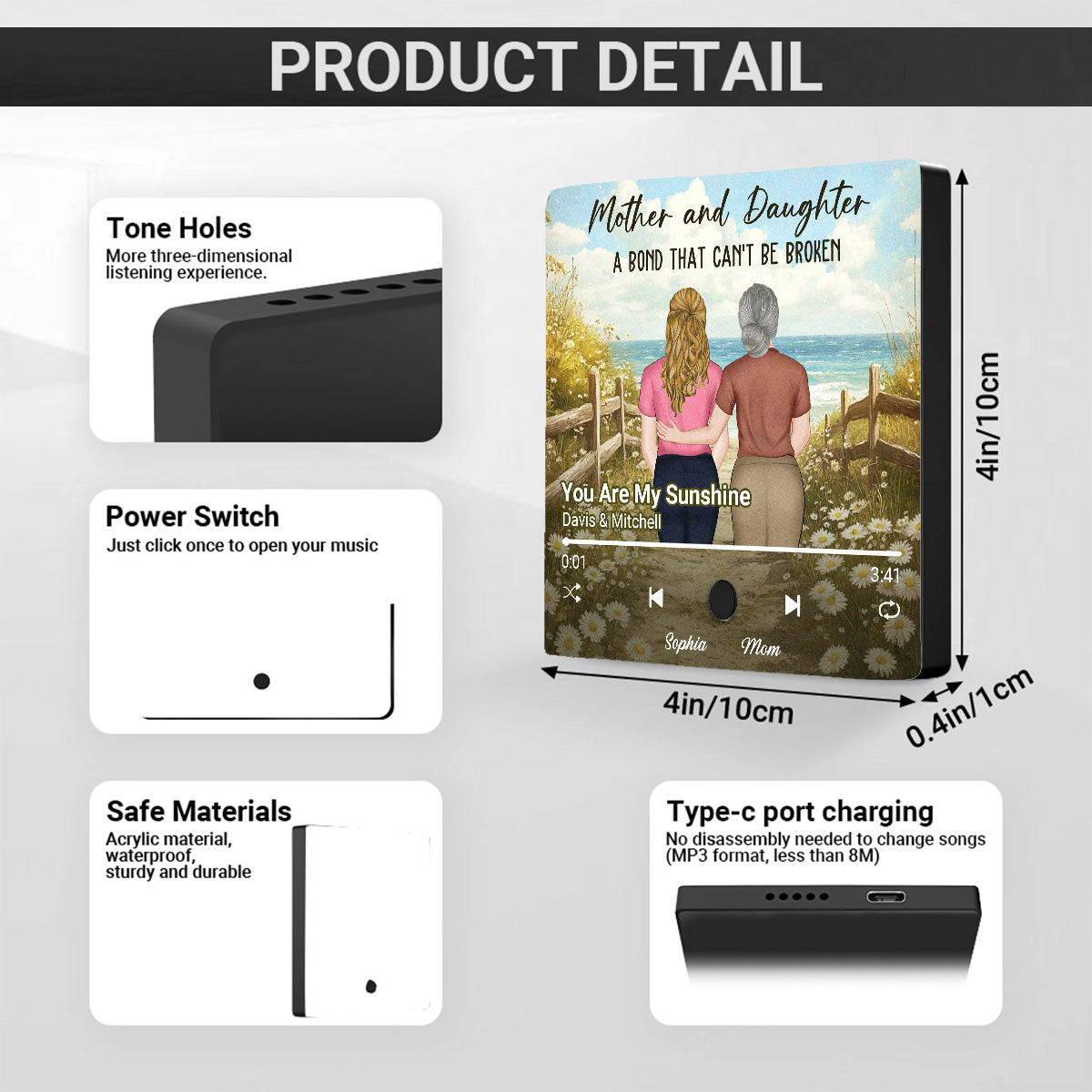 Mother And Daughter - Personalized Music Fridge Magnet