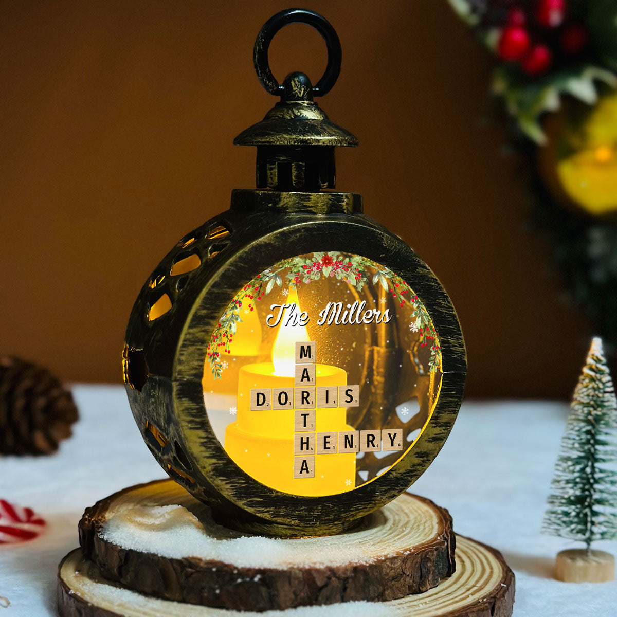 Custom Name Family Christmas Gifts, Holiday Decor • Home Is Where - Personalized Christmas Lantern