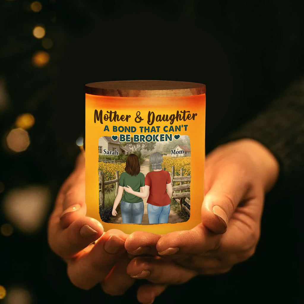Sunflowers Mother And Child - Personalized Glass Jar With LED Candle