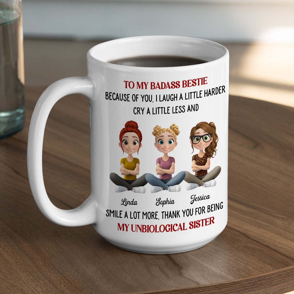 Custom Best Friend, Christmas & Birthday Friendship Keepsake Gift • Thanks For My Unbiological Sister - Personalized Coffee Mug