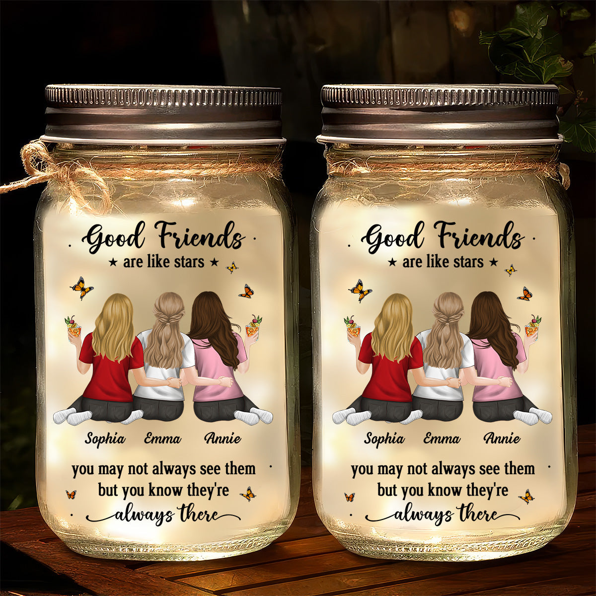 Friends Like Stars - Personalized Mason Jar Light