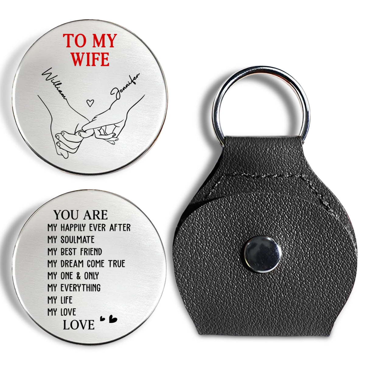 Custom Coin Keychain for Husband, Couple Anniversary Valentine's Day Gifts • My Everything - Personalized Pocket Hug