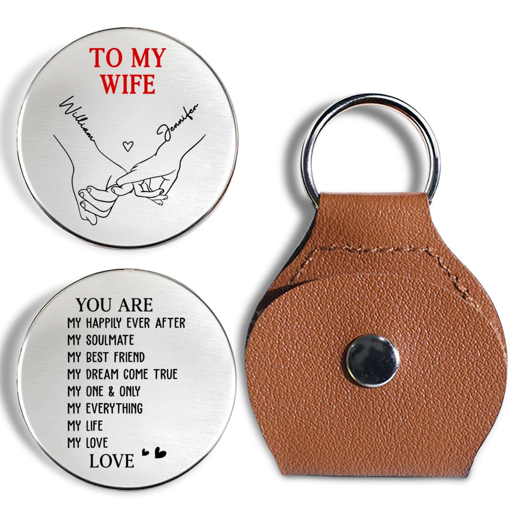 Custom Coin Keychain for Husband, Couple Anniversary Valentine's Day Gifts • My Everything - Personalized Pocket Hug