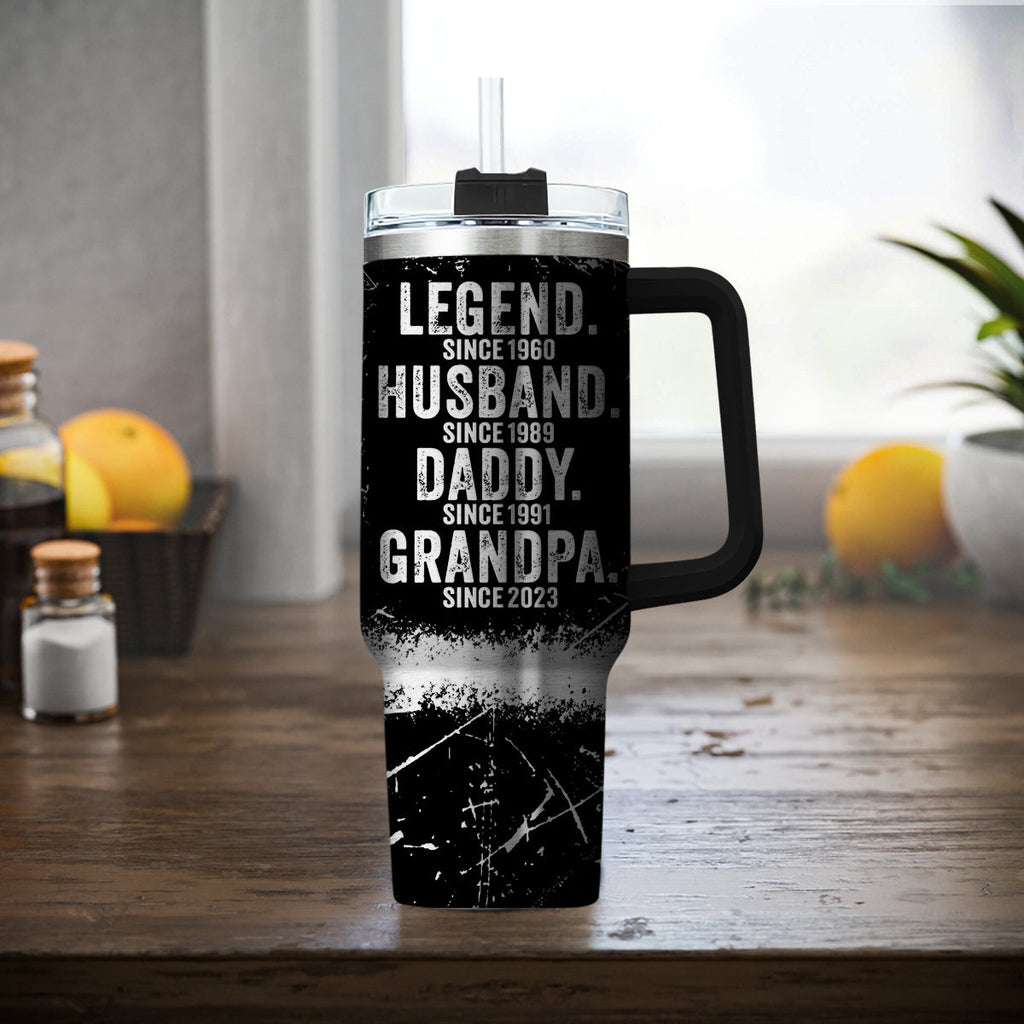 Custom Father's Day Birthday Gifts For Dad • Legend Husband Dad - Personalized Engraved 40oz Tumbler With Handle