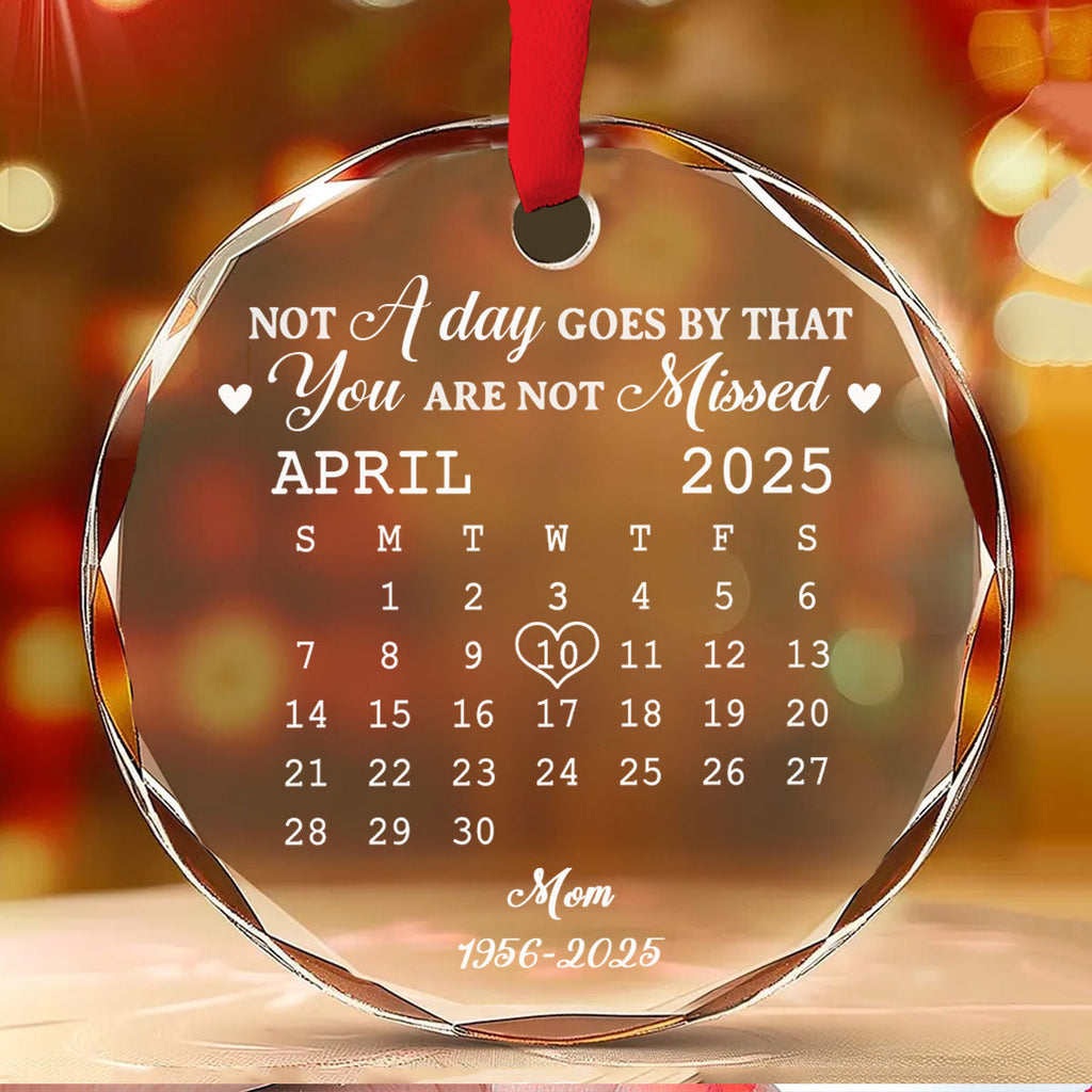 Custom Memorial Christmas Ornament, Sympathy Keepsake •  Miss You - Personalized Glass Ornament