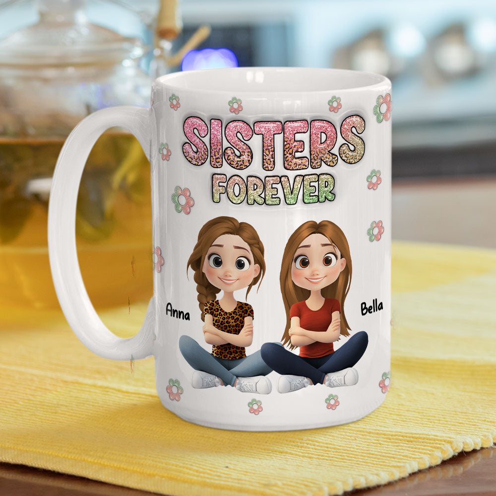 Custom Best Friend, Christmas & Birthday Friendship Keepsake Gift • Always My Bestfriend Cartoonize - Personalized 3D Inflated Effect Mug