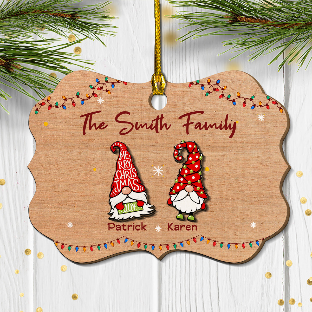 Custom Family Ornament, Christmas Gift for Family Members •  Family Joy - Personalized Wood Ornament